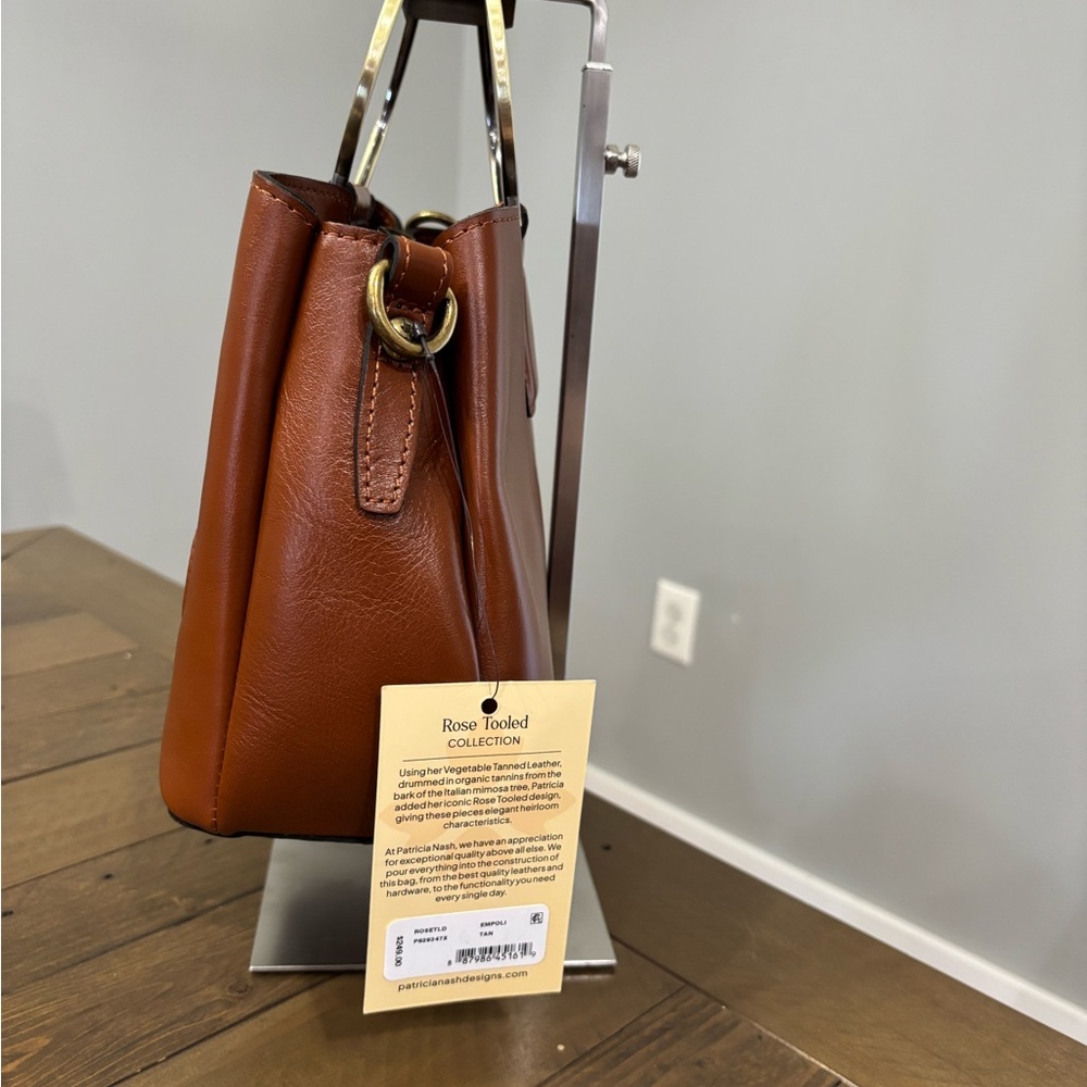 Patricia Nash Empoli Rose Tooled Leather Satchel - Picture 4 of 13